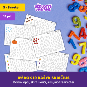 Darbo lapai „Ieškok ir rašyk skaičius