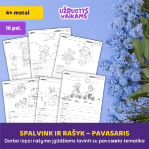 Darbo lapai „Spalvink ir rašyk – Pavasaris“