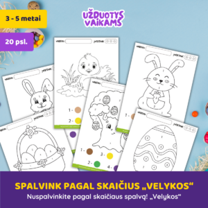 Nuspalvinkite pagal skaičiaus spalvą „Velykos“