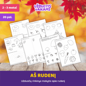 Spausdinamas užduočių rinkinys vaikams „Aš rudenį“ PDF | 2–3 metai | 20 lapų