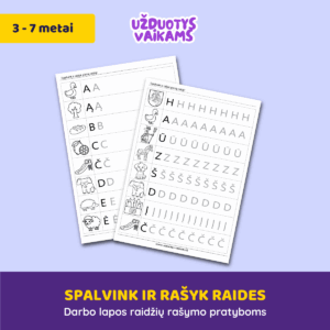 Darbo lapai „Spalvink ir rašyk raides“