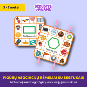 Figūrų asociacijų rėmeliai su segtukais