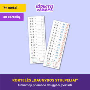 Kortelės „Daugybos stulpeliai“