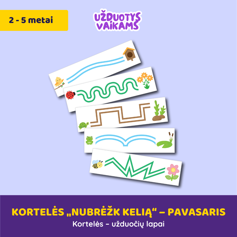 Kortelės „Nubrėžk kelią“ – pavasaris Kortelės „Nubrėžk kelią“ – pavasaris