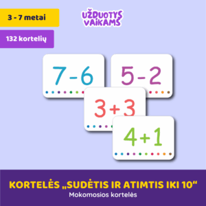 Kortelės „Sudėtis ir atimtis iki 10“