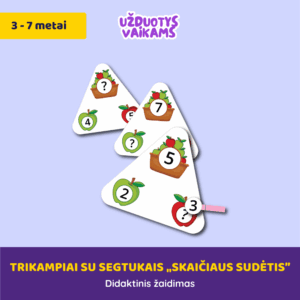 Trikampiai su segtukais „Skaičiaus sudėtis”
