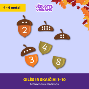 „Gilės ir skaičiai 1–10“ | 4–6 metų vaikams